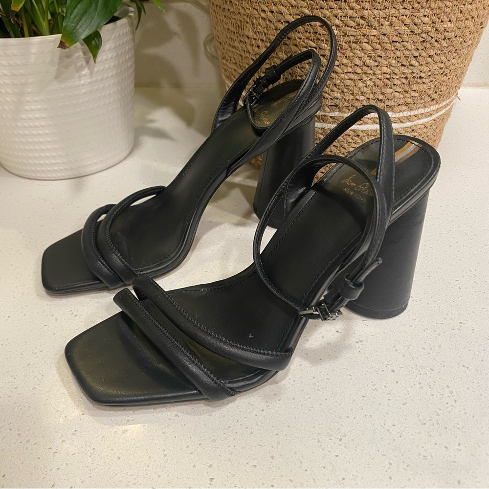 Sam Edelman Kia Sculptural Heel Ankle Strap Sandals Black Women’s 7.5